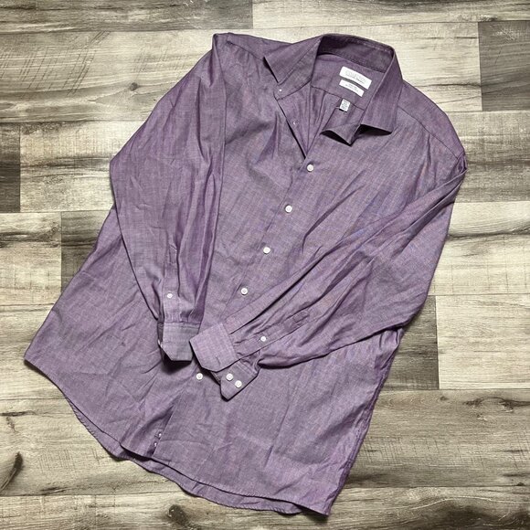 Collection By Michael Strahan Long Sleeve Front Button Shirt Purple Size 35 - Picture 1 of 7